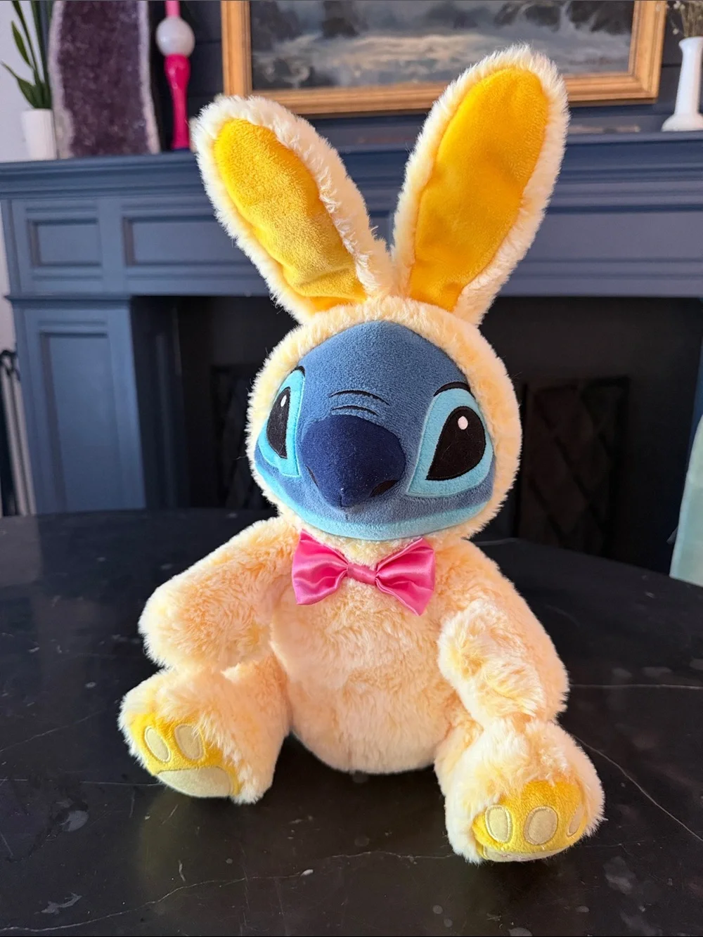 Disney 2021 Stitch Easter Plush with Blue Face and Pink Bow Tie